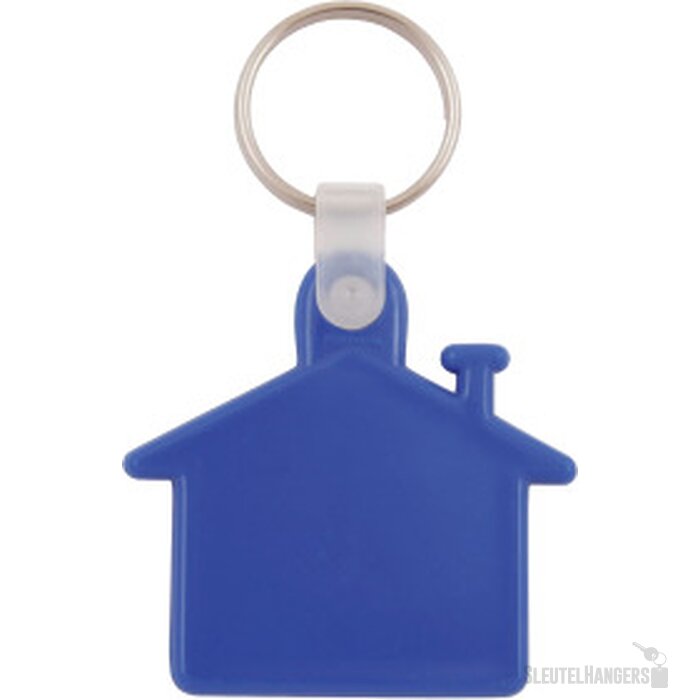 Kunststof sleutelhanger Huis donkerblauw