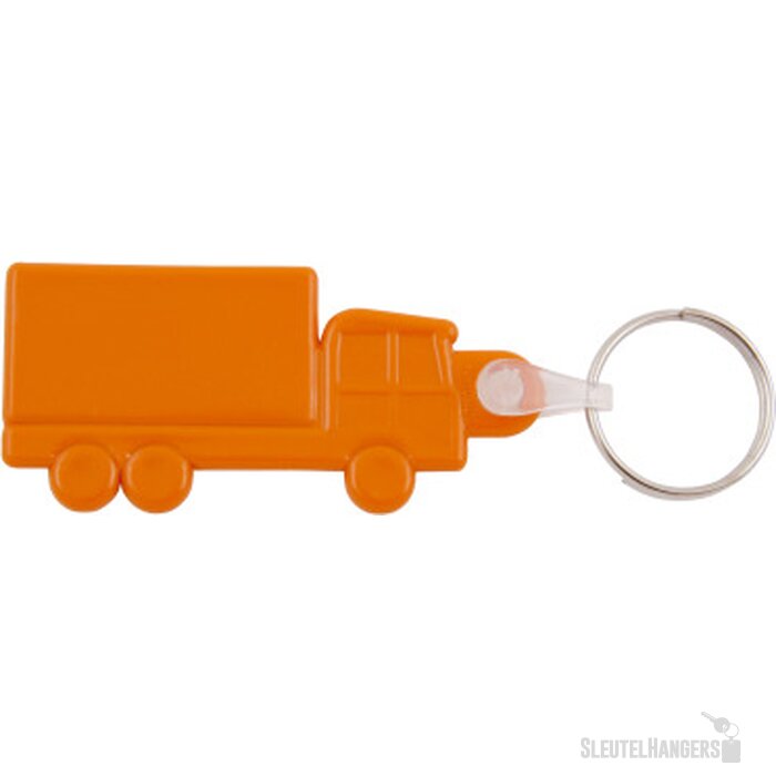 Kunststof sleutelhanger Truck oranje