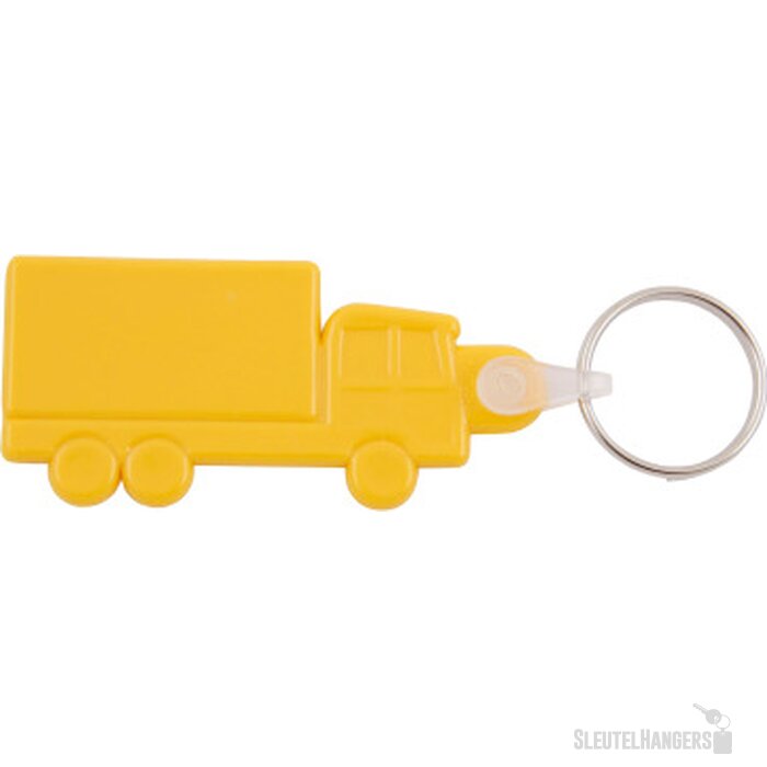 Kunststof sleutelhanger Truck geel