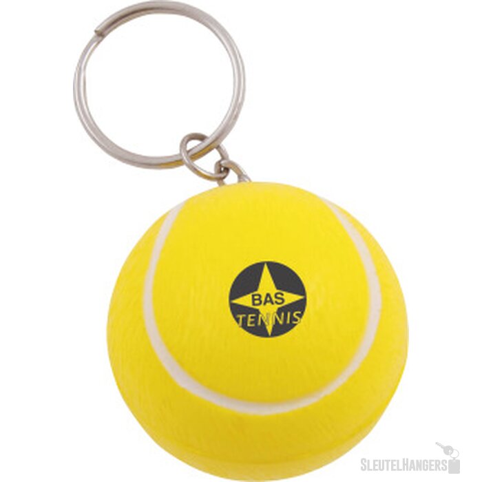 Anti-stress Tennisbal met sleutelhanger geel
