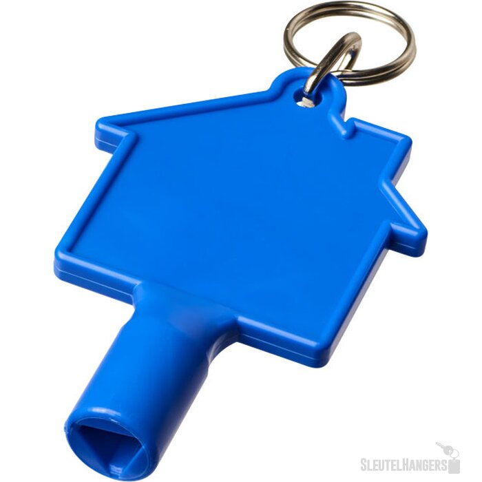 Maximilian huisvormige meterbox-sleutel met sleutelhanger blauw Blauw