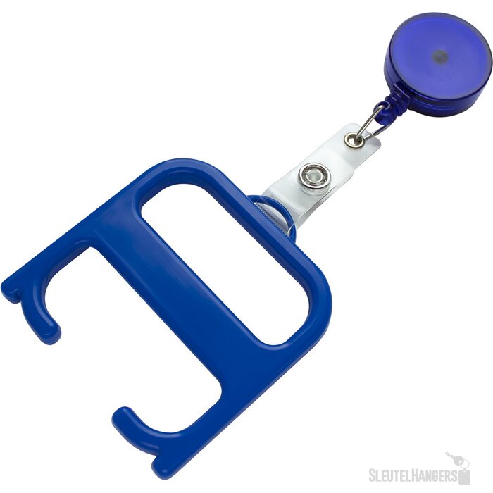 Hygiënesleutel met rollerclip Koningsblauw, Transparant koningsblauw