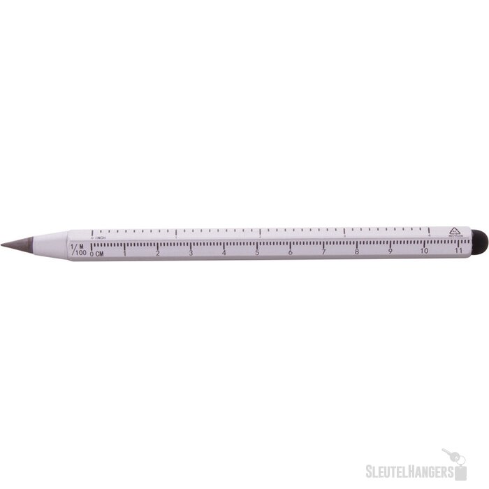Ruloid Inktloze Pen Met Liniaal Zilver