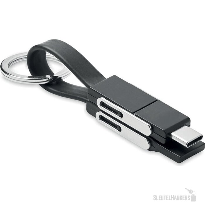 Sleutelhanger met 4 in 1 kabel Key c zwart